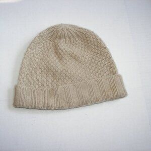 Fraas women's beige ribbed knit 100% cashmere fold over beanie